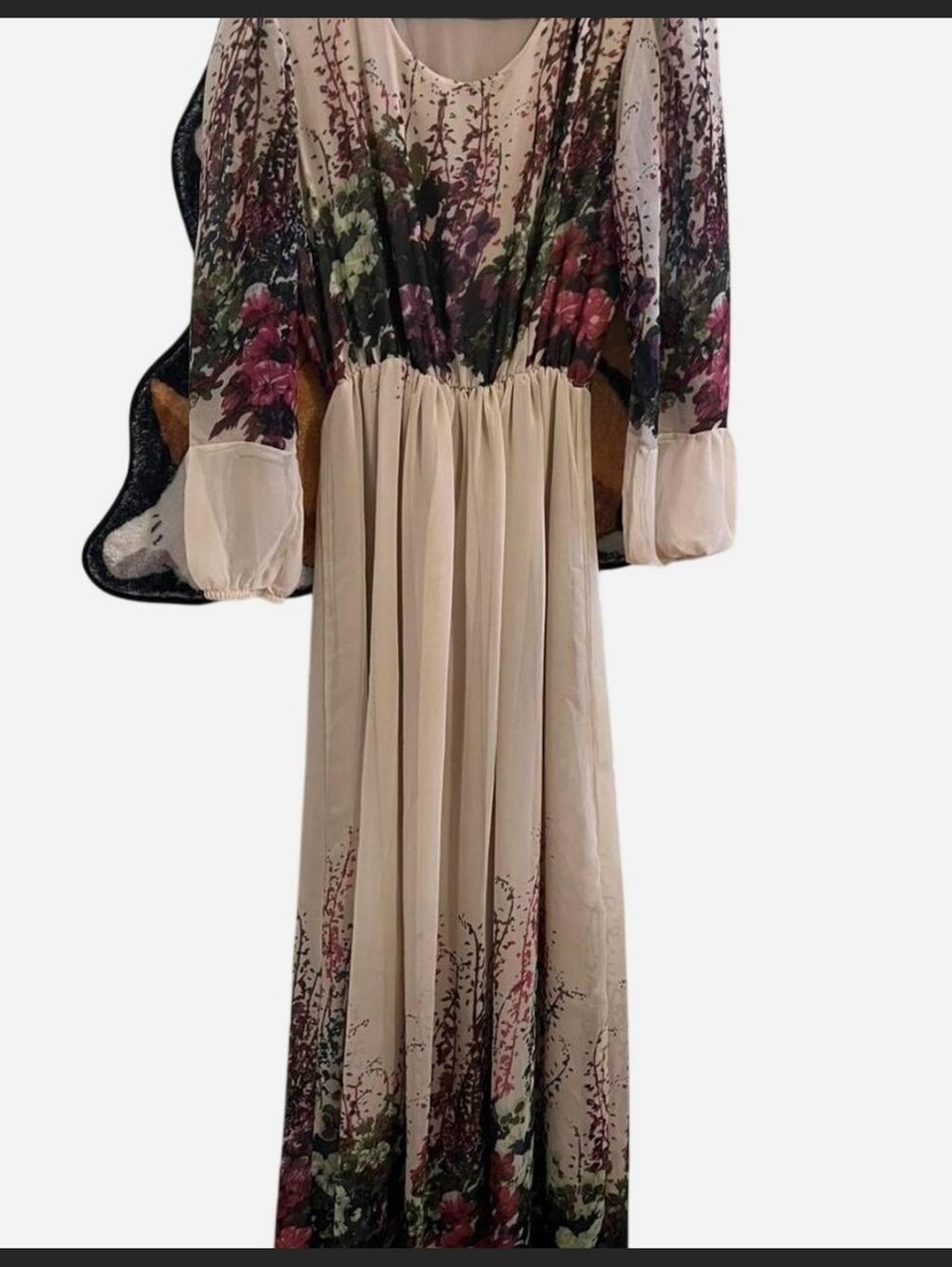Boho Floral Chiffon Maxi Dress in Blush Size 8